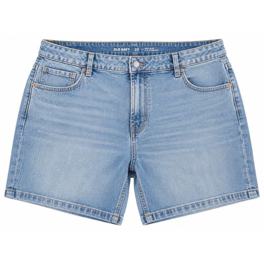 Old Navy OG Straight Denim Shorts Womens 22 High Rise Light Wash Plus Size